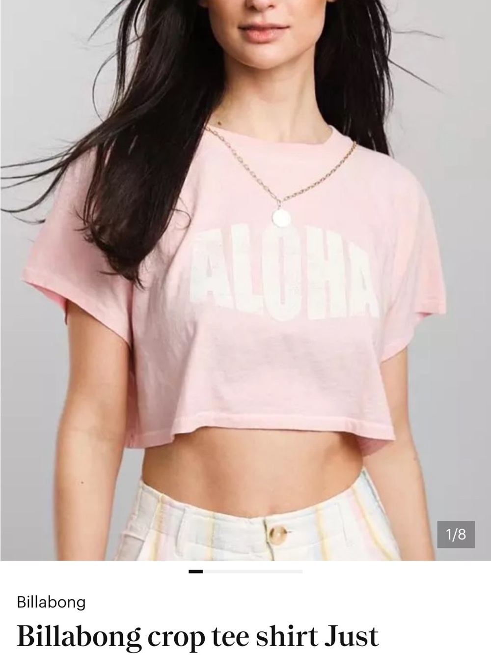 Billabong x The Salty Blonde Women's L Pink Aloha Graphic Cropped Tee